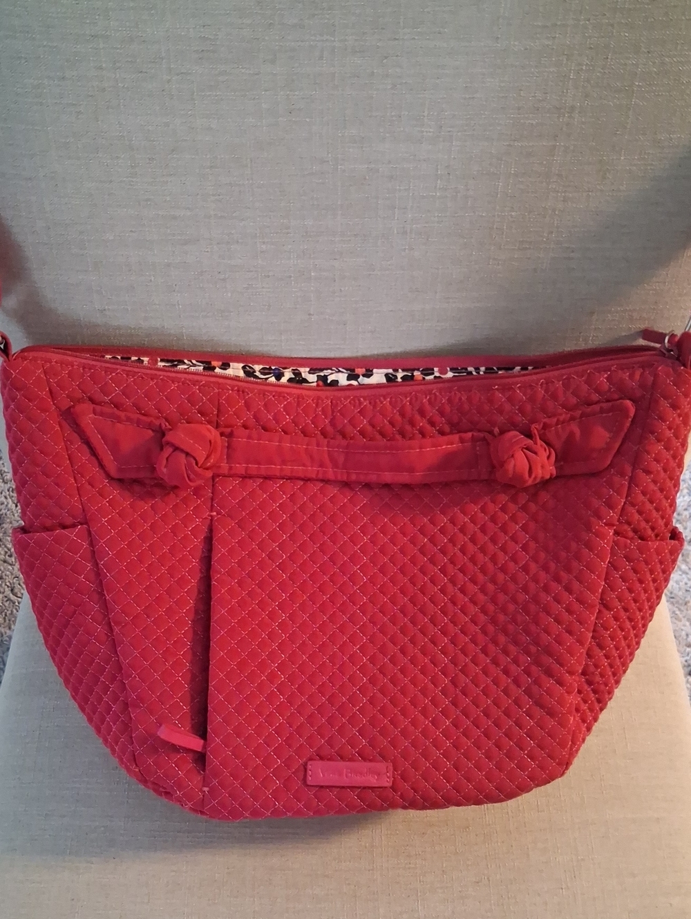 Vera Bradley Quilted Red Shoulder Bag with Knot Accent